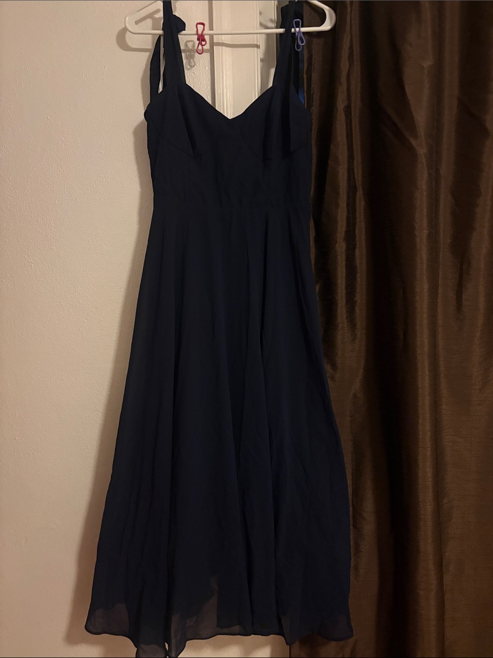 Lulu's Navy V-Neck Tie-Strap Maxi Dress